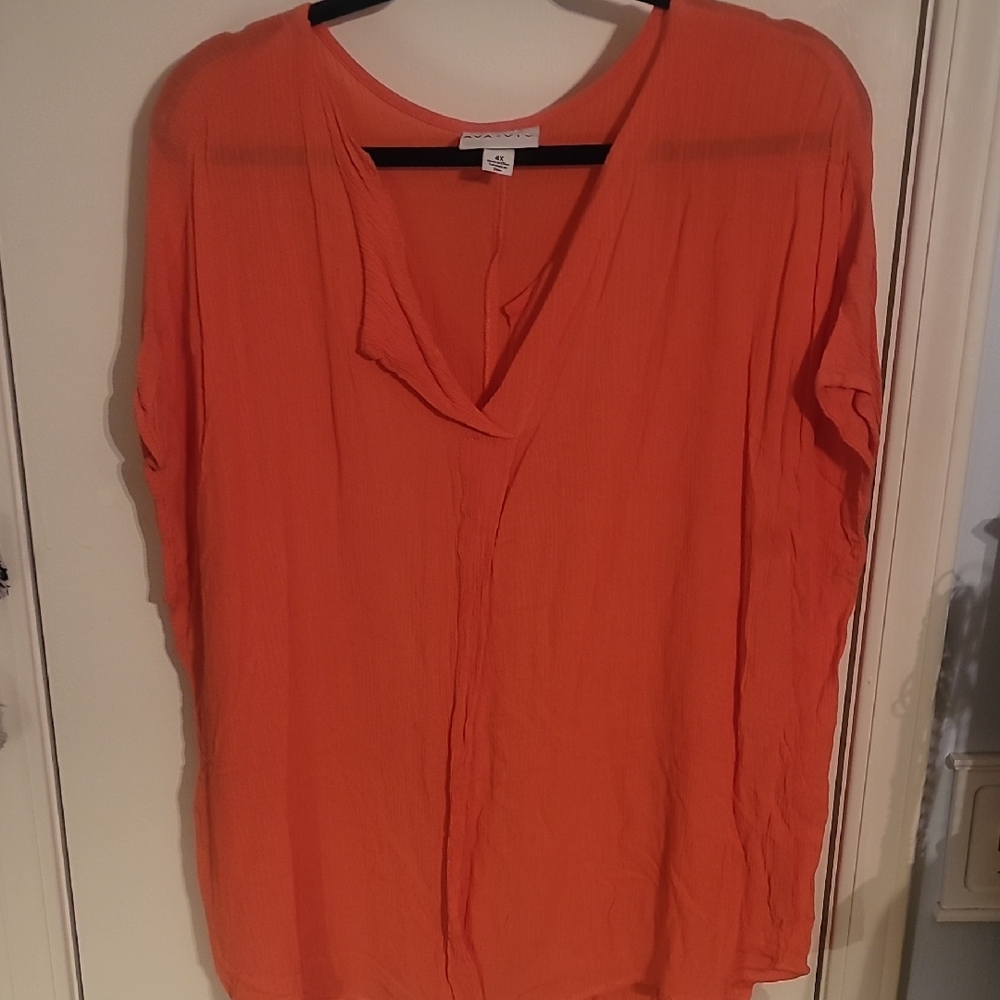 Ava & Viv Orange V-Neck Blouse